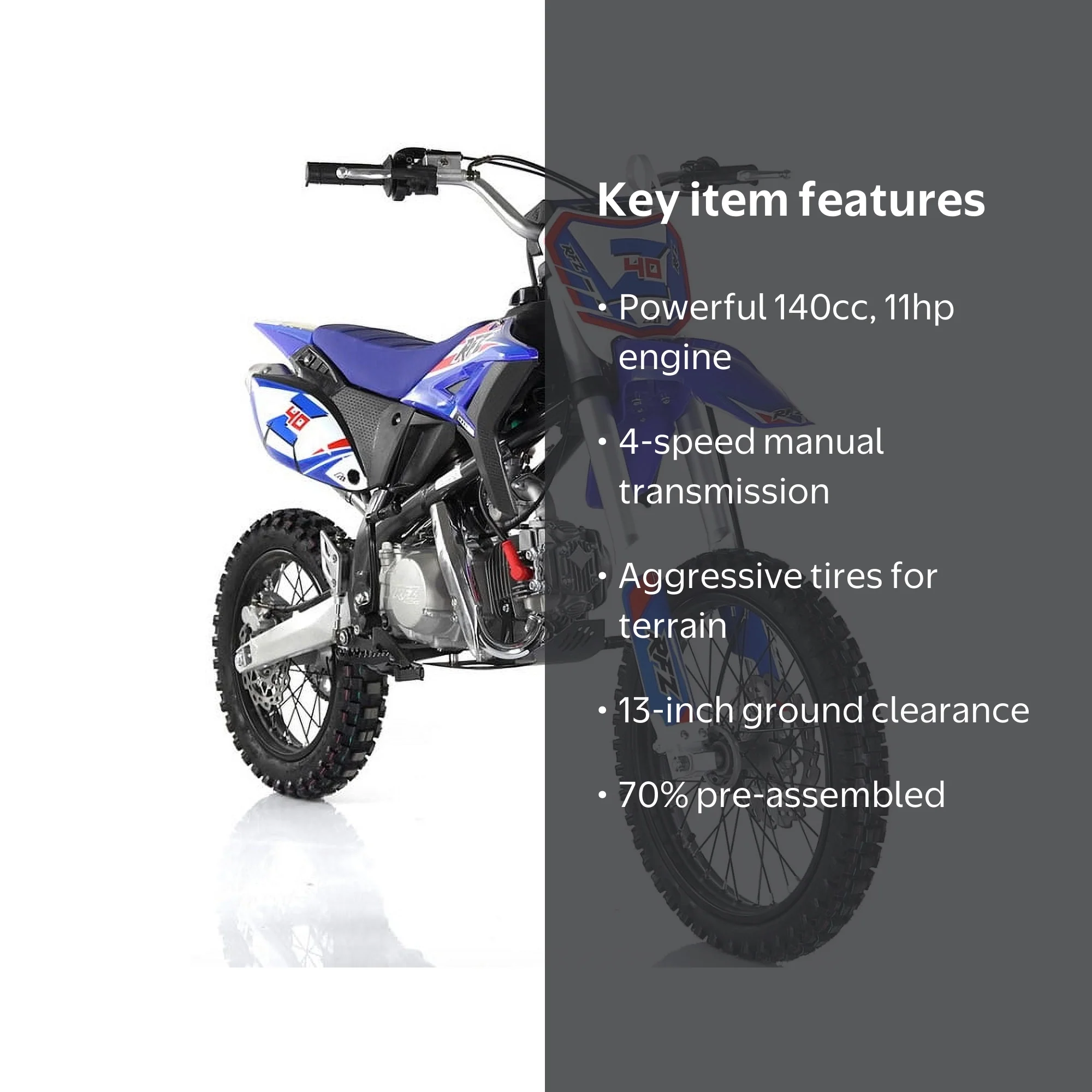 Apollo RFZ 140 Z40 Dirt Bike with Manual Transmission, 17'/14