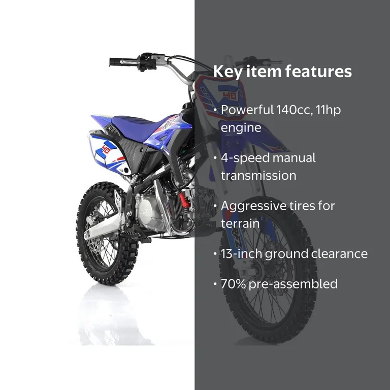 Apollo RFZ 140 Z40 Dirt Bike with Manual Transmission, 17'/14