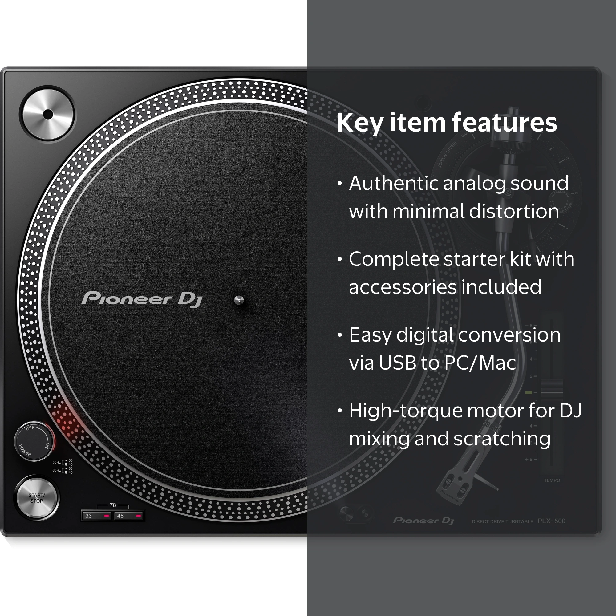 Pioneer DJ PLX-500 Direct-Drive Professional Turntable with USB