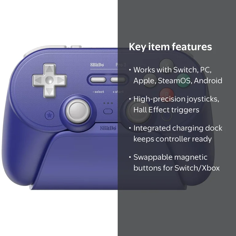 8BitDo, Pro 3 Bluetooth Gamepad, Purple, Multi-Platform