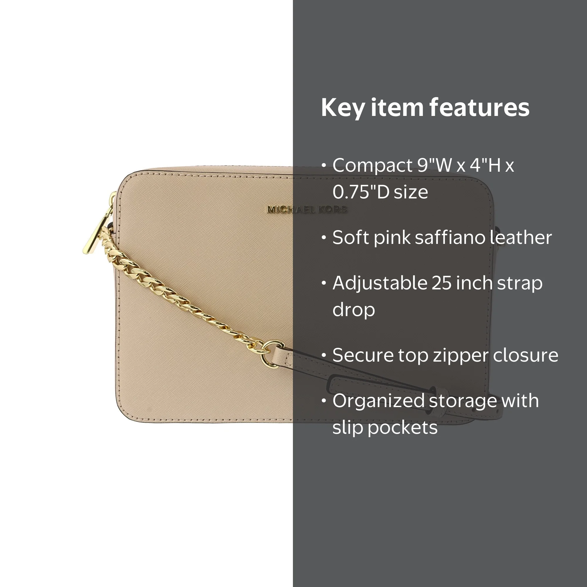 Michael Kors, Crossbody Bag, Jet Set Large Saffiano Leather, Soft