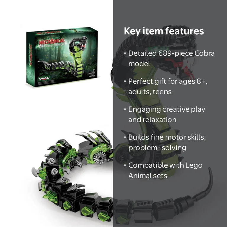 Remocguys Mechanical Snake Set, 689 Pcs, Compatible with Lego