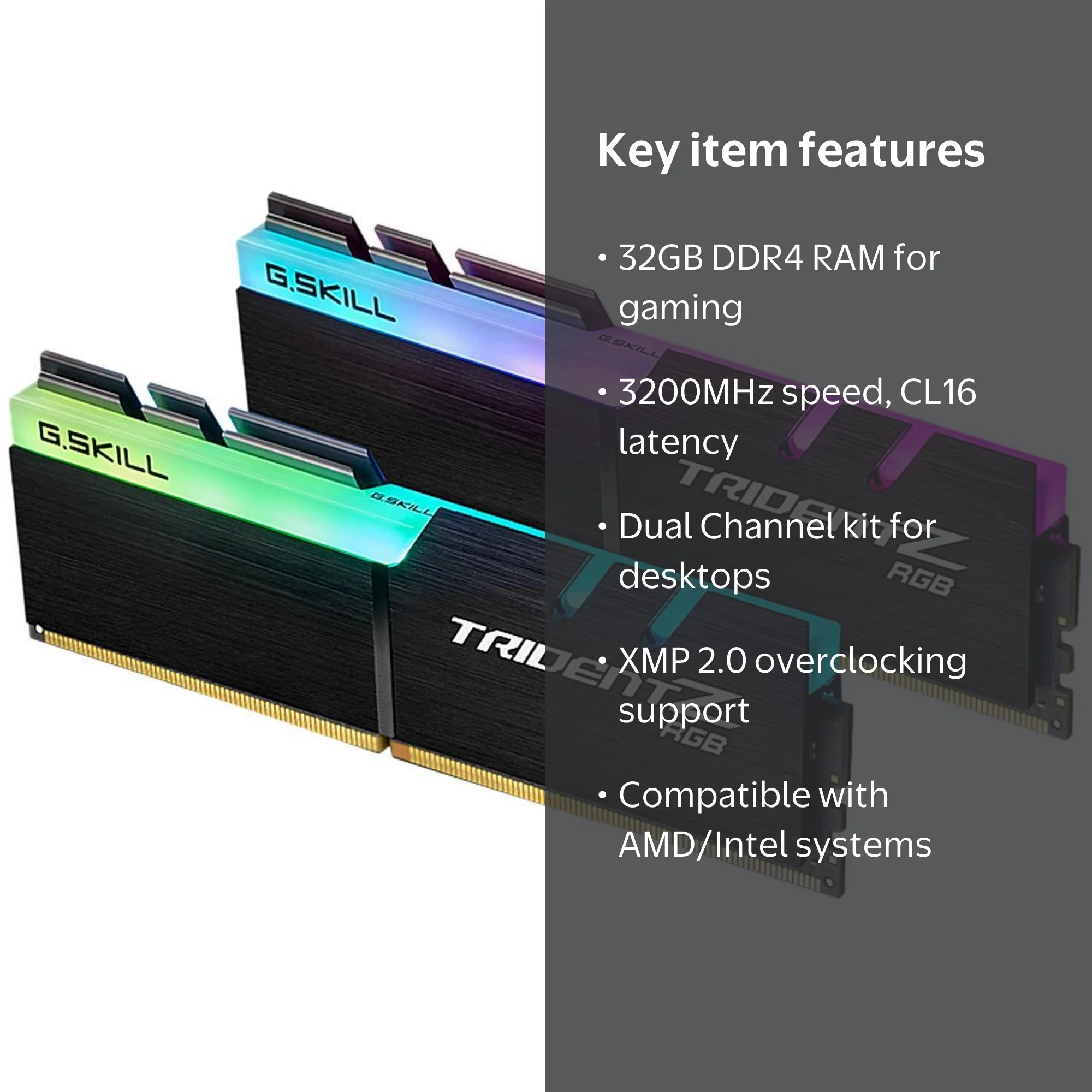 G.SKILL TridentZ RGB Series 32GB (2x16GB) 288-Pin DDR4 3200 PC RAM