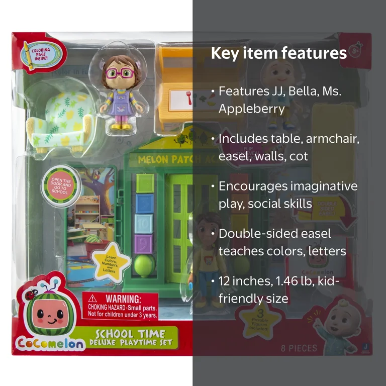 CoComelon, Schooltime Deluxe Playset, 12 inch, with Two-Sided
