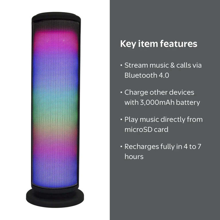 Ztech Zunammy Wireless Bluetooth LED Tower Speaker with Built-In