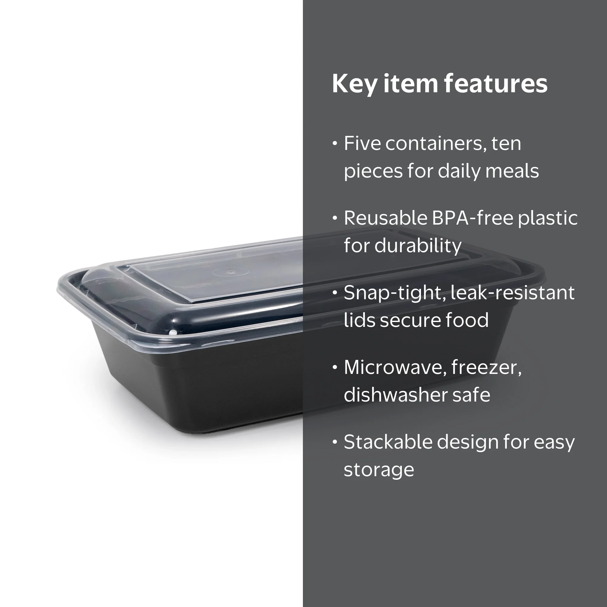 Mainstays 10-Piece Single Compartment Meal Prep Containers with