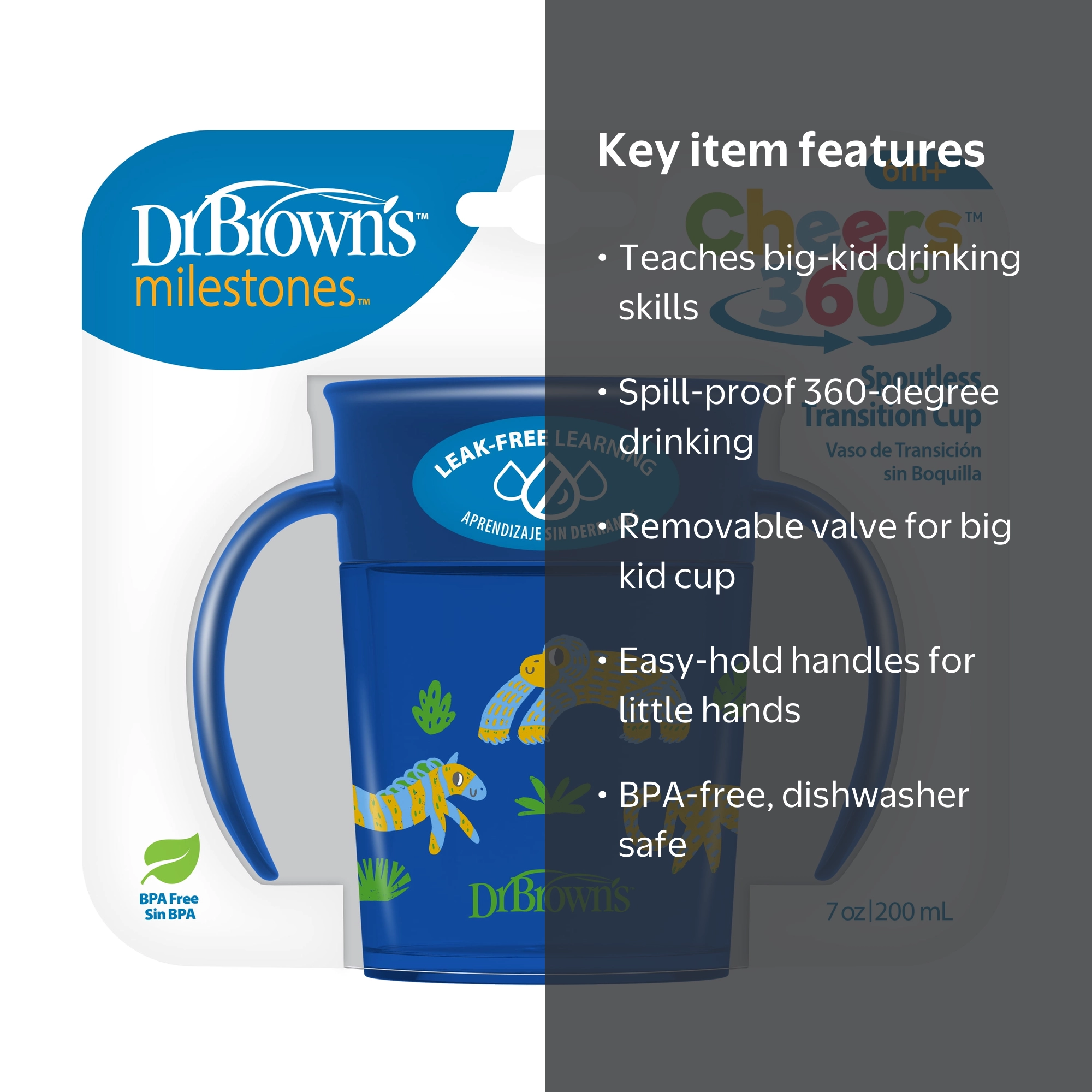 Dr. Brown's Milestones Cheers 360 Spoutless Transition Cup with
