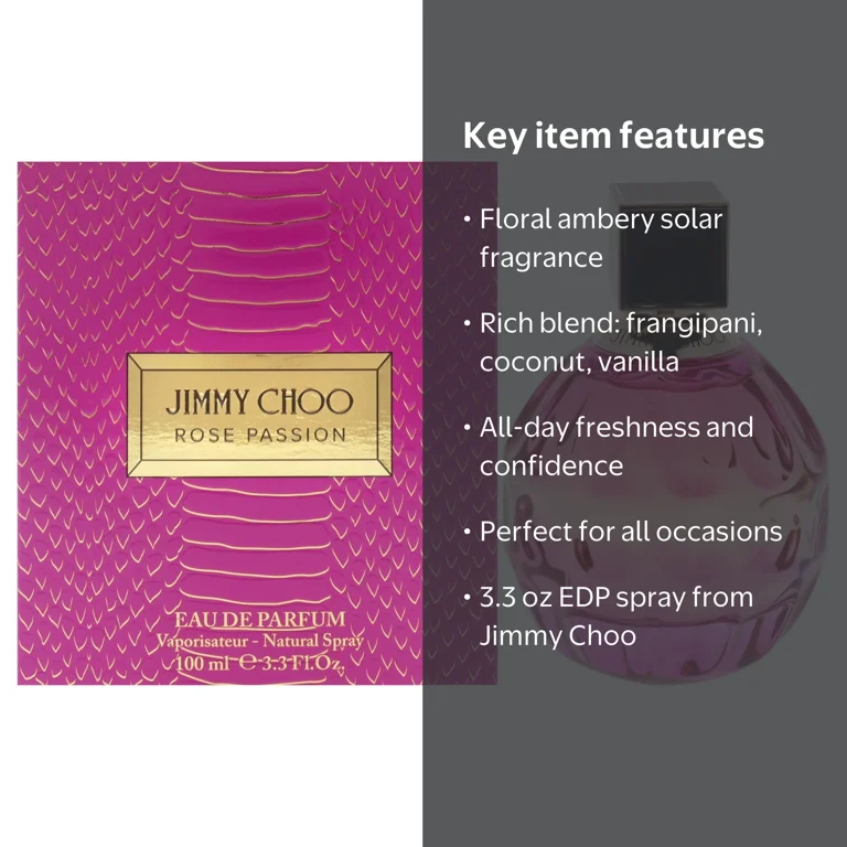Jimmy Choo Rose Passion, 3.3 oz EDP Spray, Floral Ambery Fragrance