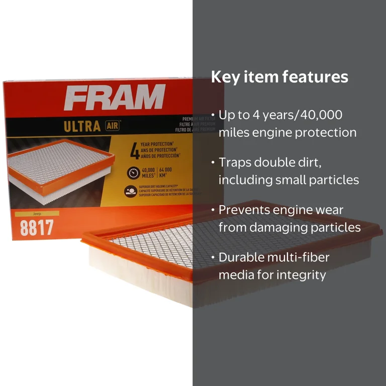 FRAM, Engine Air Filter, XGA8817, Premium Replacement for Jeep