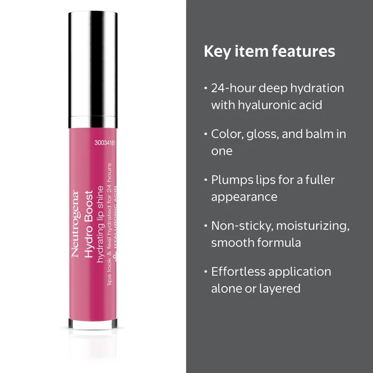 Neutrogena Hydro Boost Hydrating Lip Gloss, Vibrant Raspberry