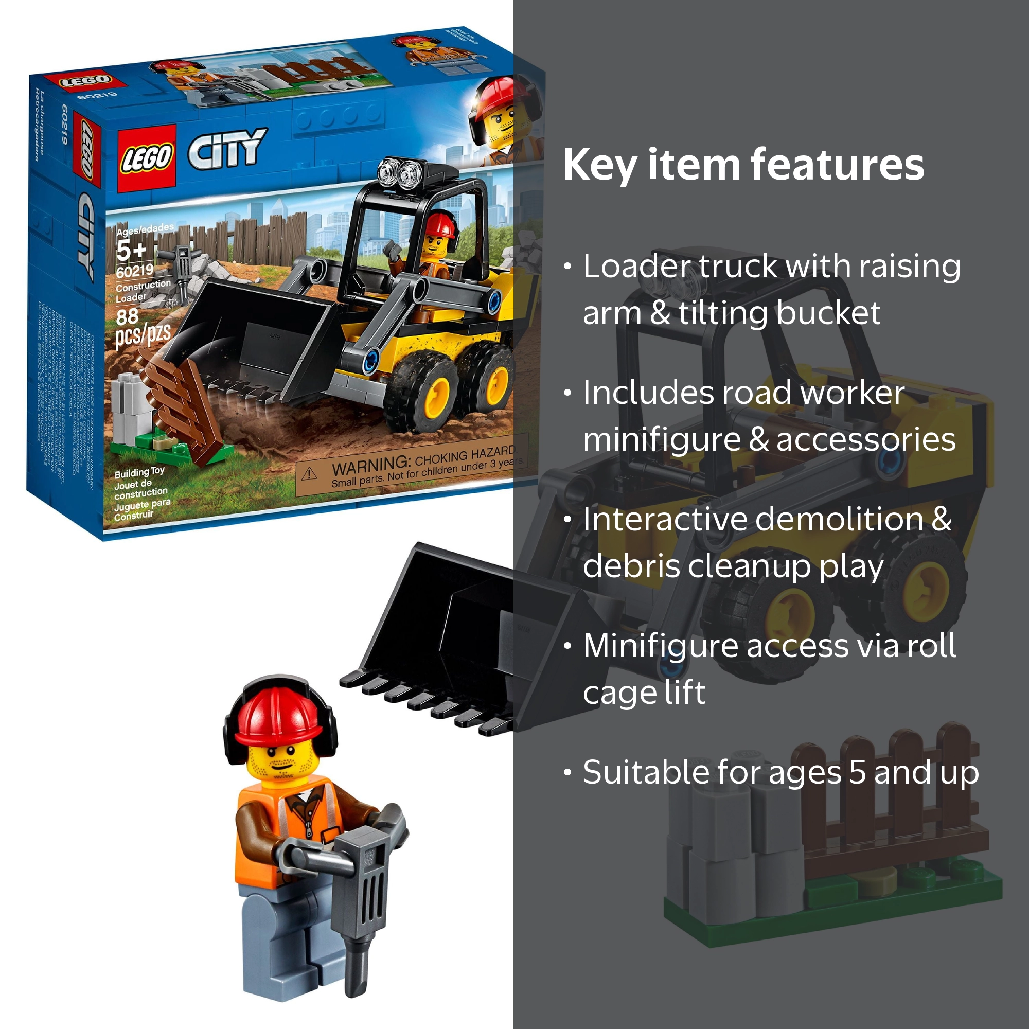 MCy LEGO, City Great Vehicles Loader 60219 Construction Truck Set