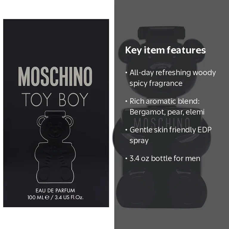 Moschino, Toy Boy for Men, 3.4 oz EDP, Woody Spicy Fragrance