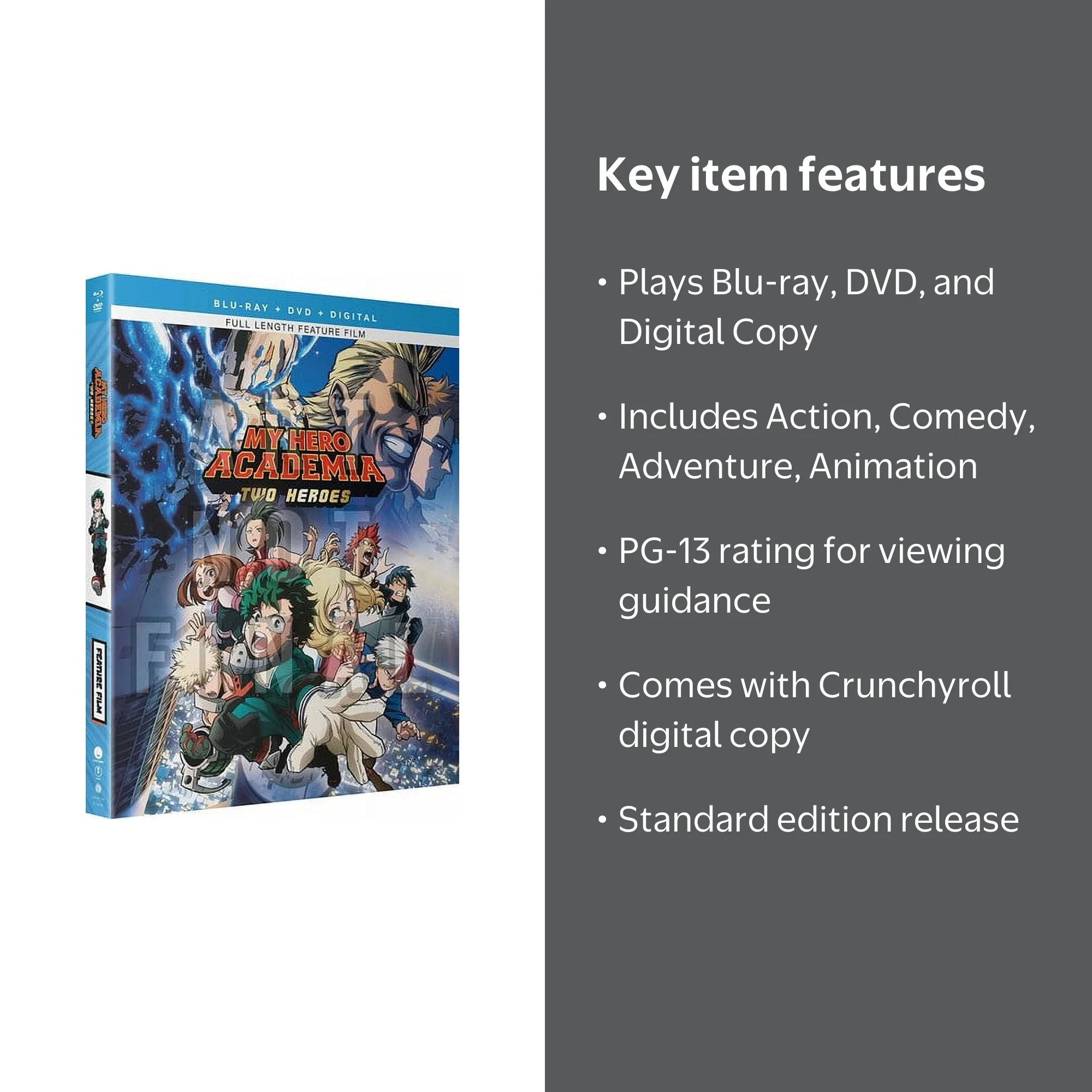 Sony, My Hero Academia: Two Heroes Blu-ray DVD Digital Copy, PG-13