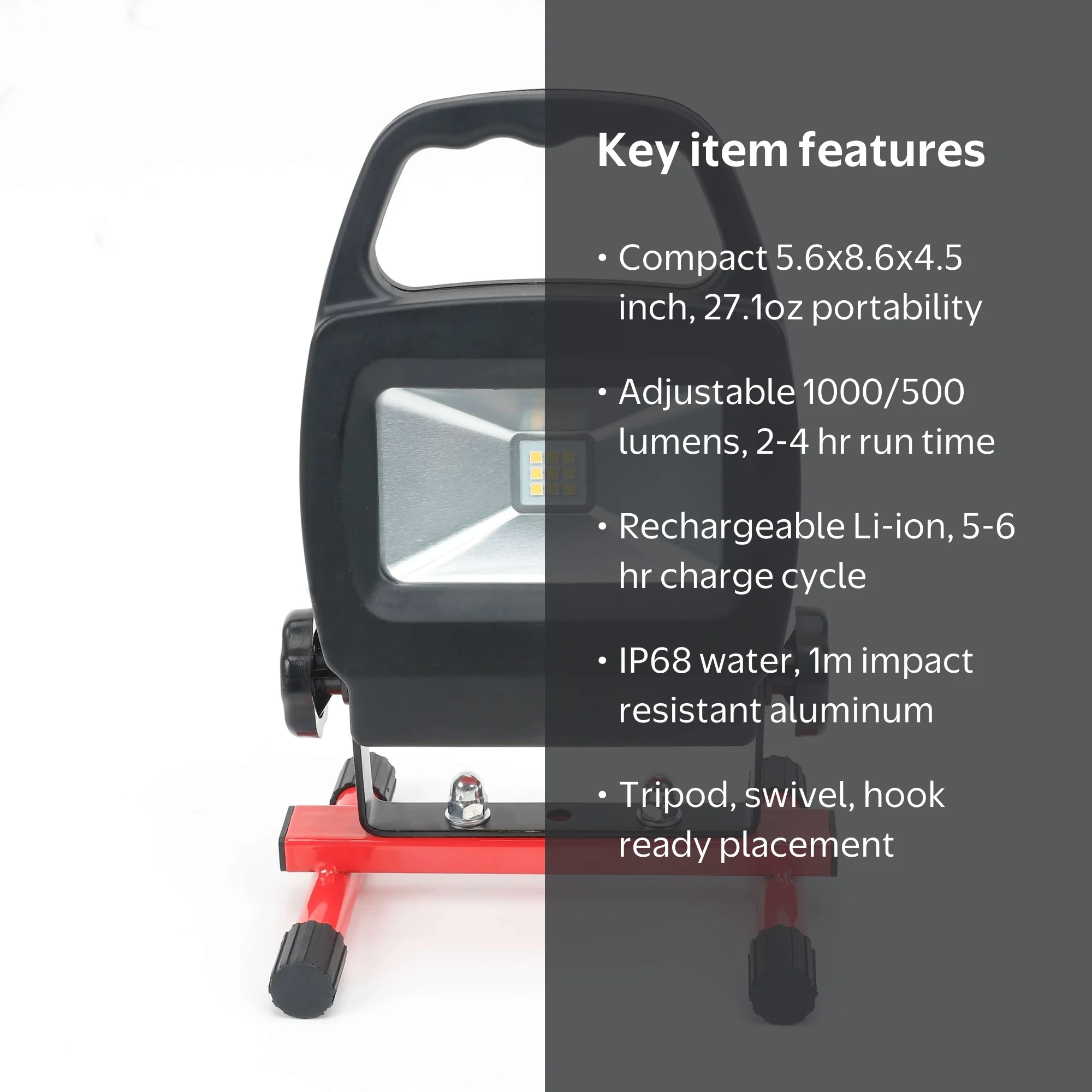 craftsman 1000 lumen led rechargeable flashlight CMXLSB10 10W Lithium Ion Spotlight with USB Power Charger DIY and Tools Hyper Tough 1000 lumens led rechargeable portable work Light provides 2 setting CRAFTSMAN 1000-Lumens LED Portable Work