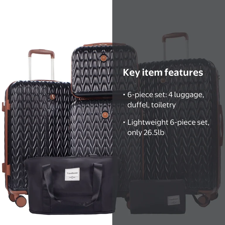Travelhouse 3 Piece Hardside Luggage Set, Spinner Wheels, TSA Lock