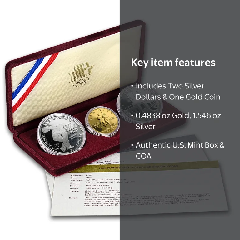 1983 & 1984 3-Coin Commem Olympic Proof Set (w/Box & COA