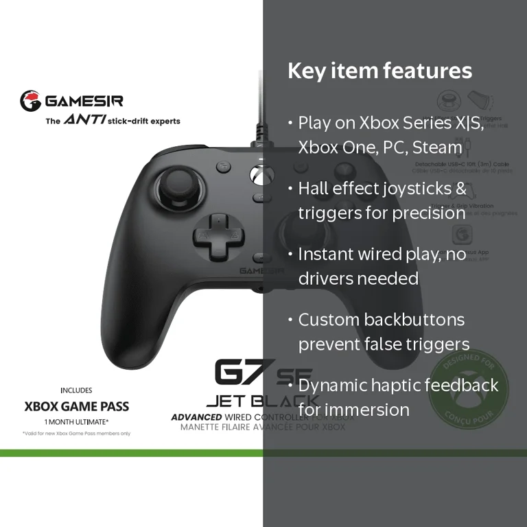GameSir G7 SE Wired Xbox Game Controller - Jet Black - Walmart.com