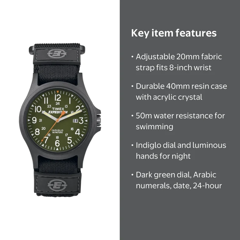 Timex Men's Expedition Acadia 40mm Watch – Black Case Dark Green