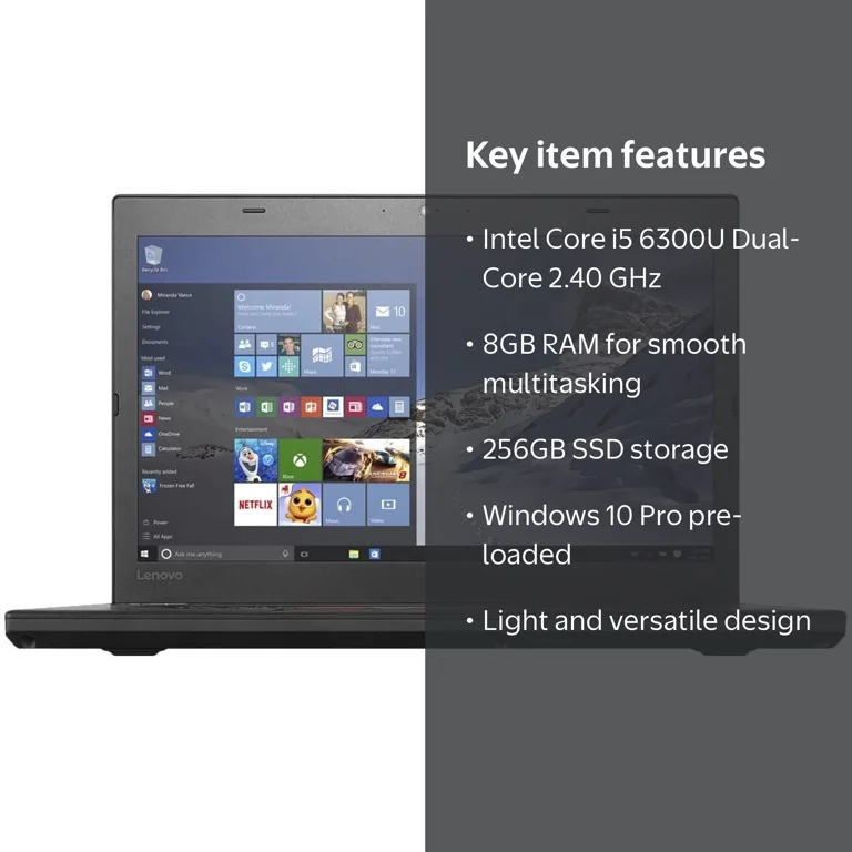 Lenovo, Thinkpad T460 Laptop, Intel Core i5 2.40 GHz, Black