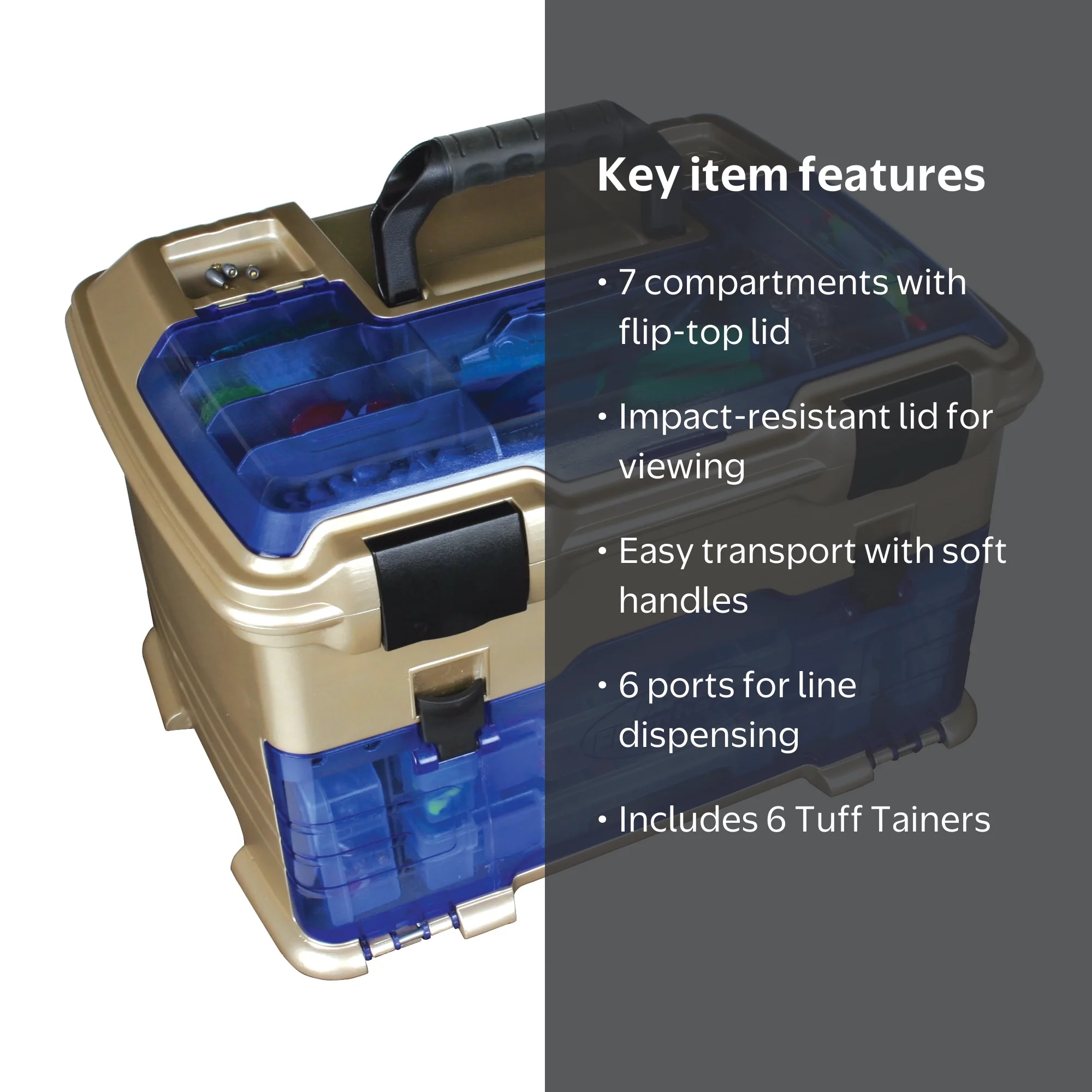 flambeau t4 multiloader tackle box 6305 tb Outdoors T5P Pro Box, 7 Tuff Tainers, Blue Gold Boasting four integrated line Flambeau T5 Multiloader Pro Tackle