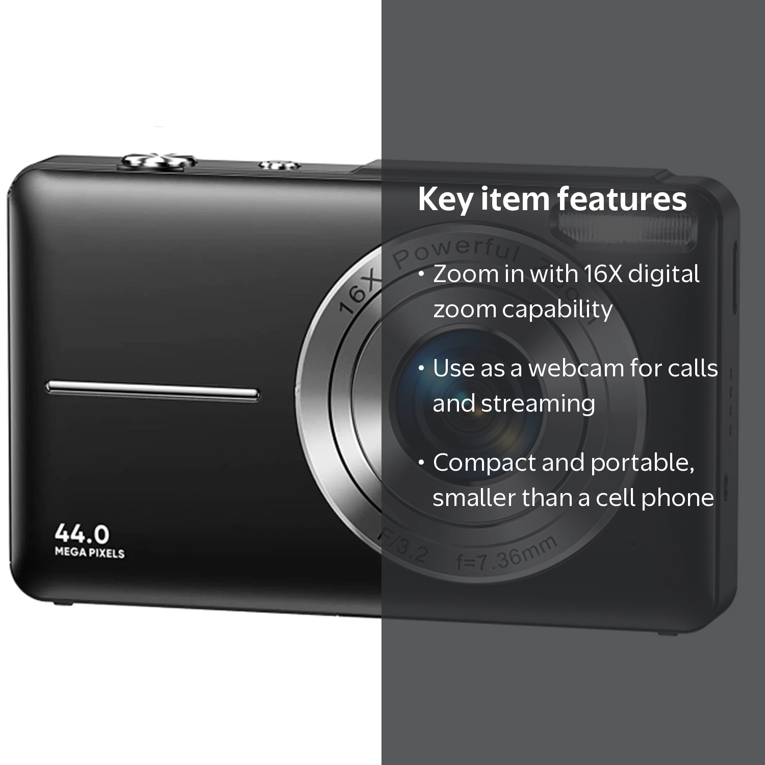 Melcam, Digital Camera, 44MP, 1080P, 16X Zoom, Compact - Walmart.com