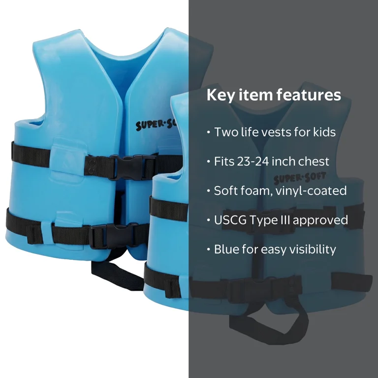 TRC Recreation Super Soft Child Life Jacket Vest, Medium, 2 Pack