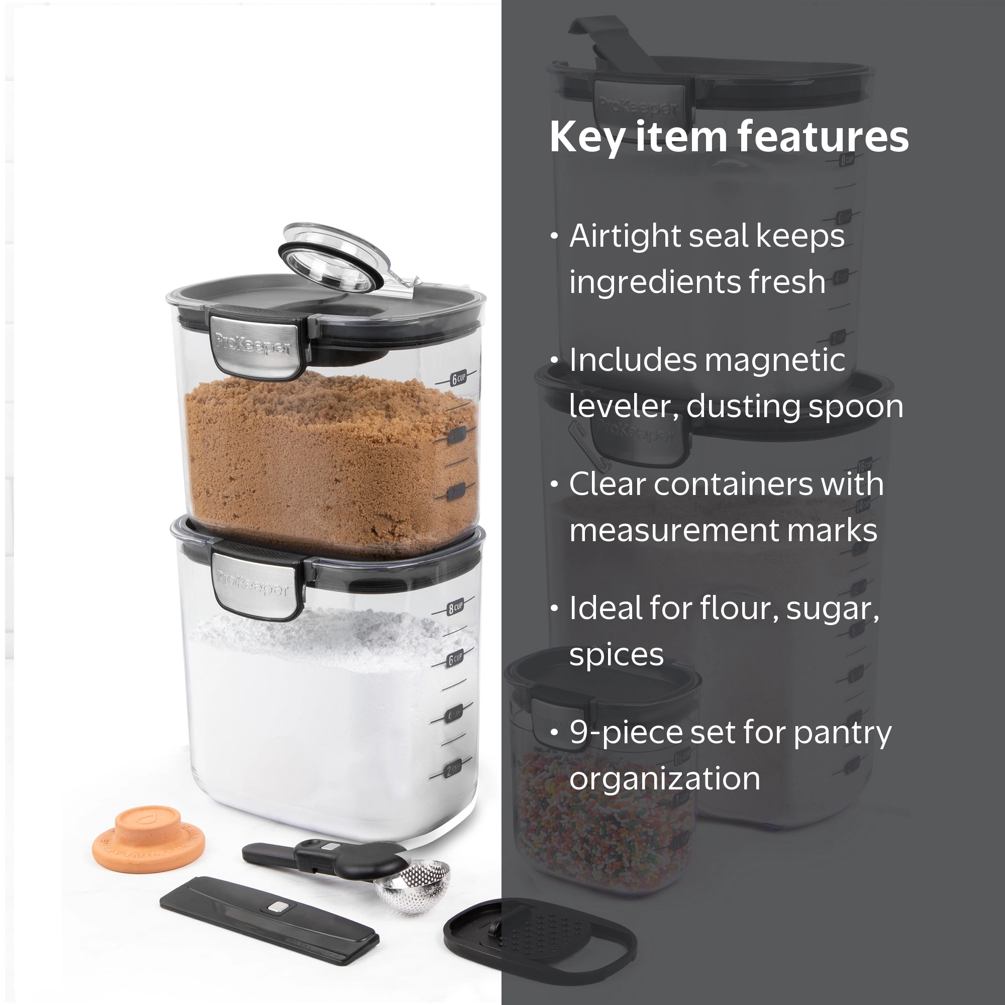 ProKeeper+ 9-Piece Baker's Storage Container Set with Airtight