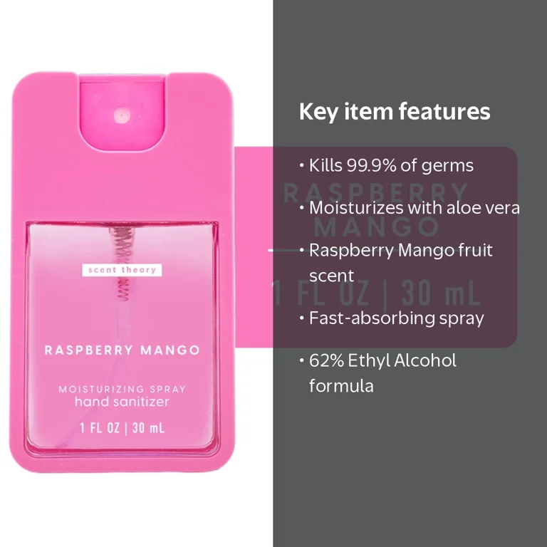 Scent Theory Hand Sanitizer Spray, Raspberry Mango, 1 fl oz