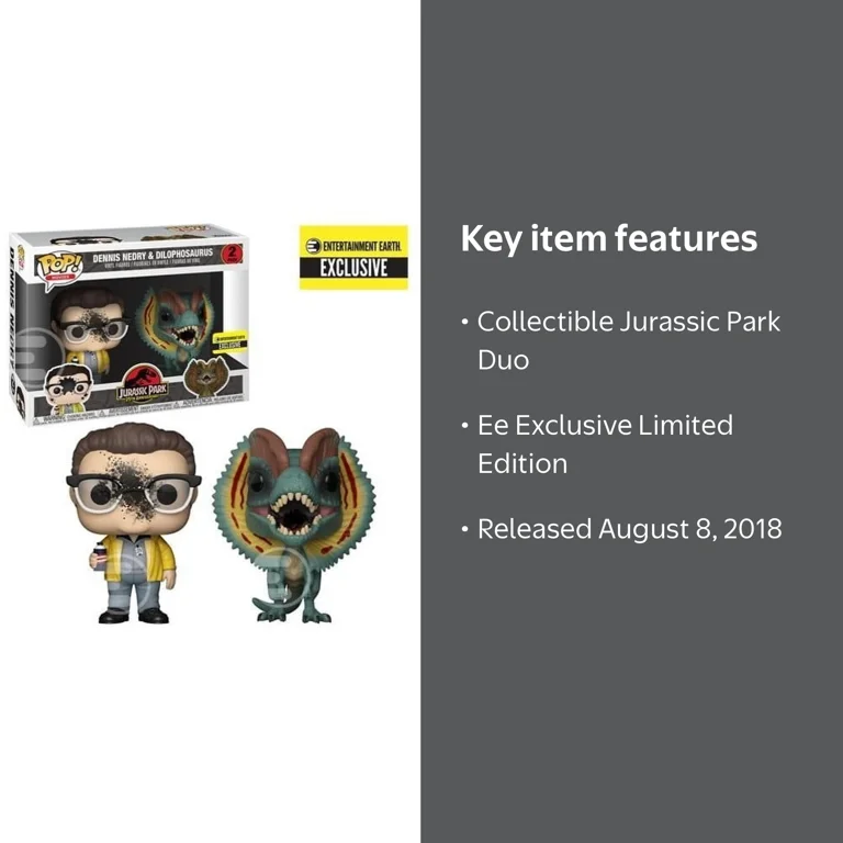 funko POP ジュラシックパーク　デニス・ネドリー &ディロフォサウルス Funko Pop! Ee Exclusive - Walmart.com