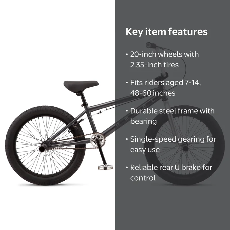Mongoose Kids' BMX Bicycle, Rebel X1, 20in Wheels, Boys/Girls