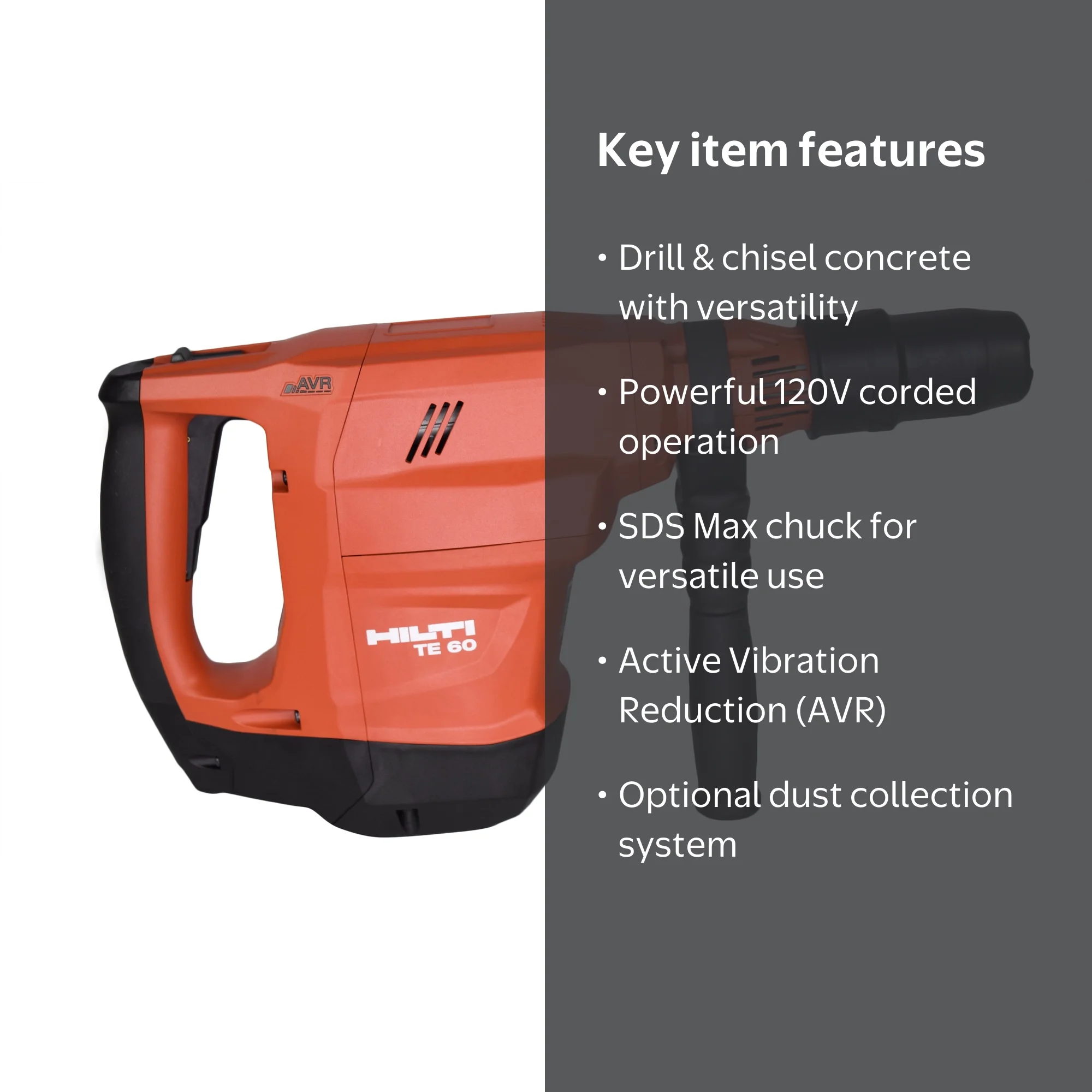 Hilti TE 60-AVR 2132239 120V SDS Max Corded Combination Hammer