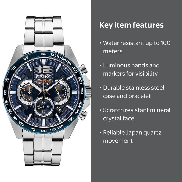 Seiko Men's Casual Watch, Japanese Quartz, Stainless Steel Strap