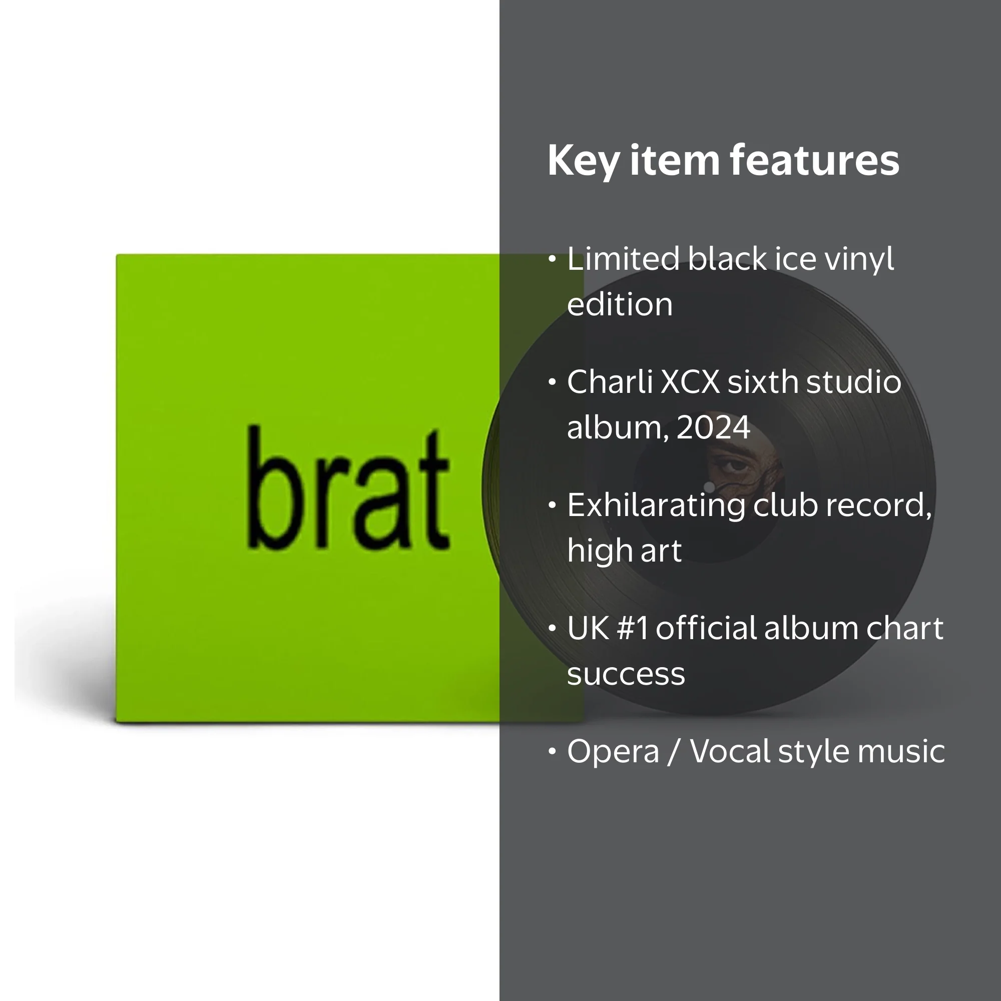 Atlantic, Vinyl LP, Limited black ice colored, Charli XCX - BRAT
