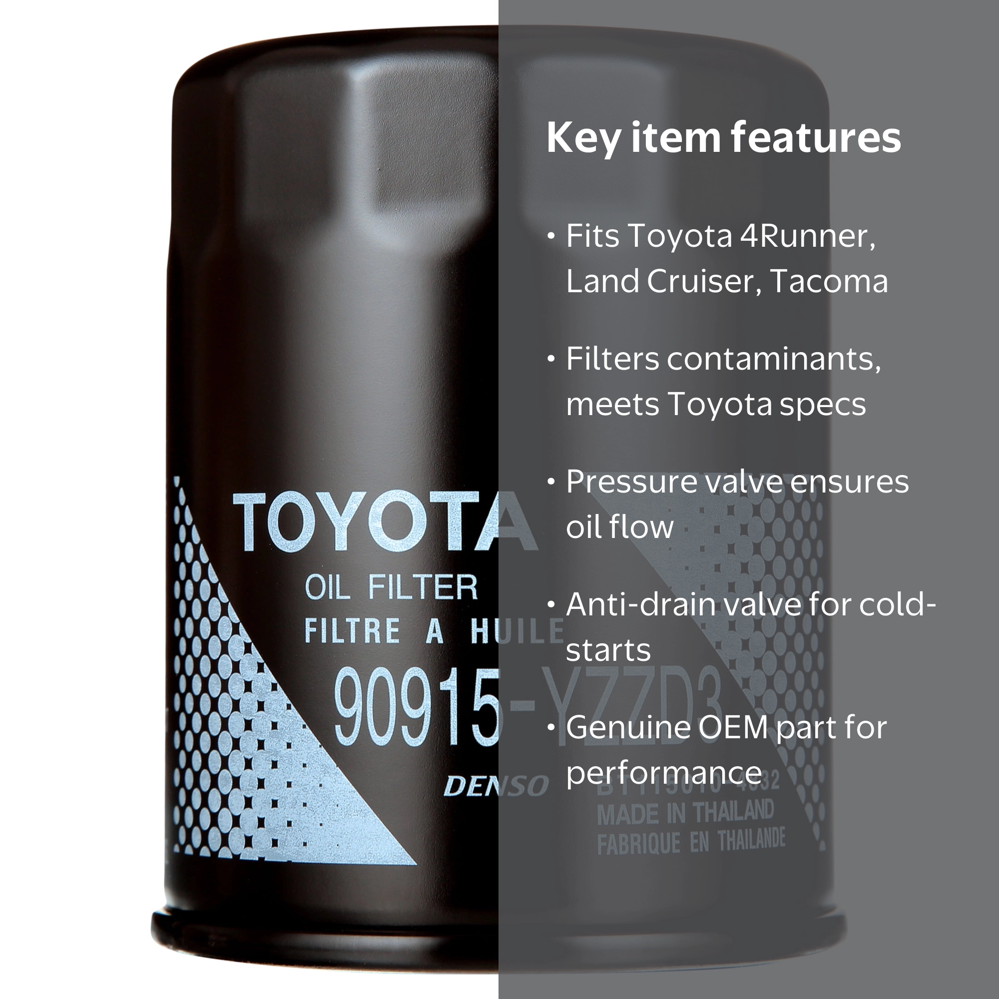 Toyota Oil Filter 90915-YZZD3 Genuine OEM, 4 inch height, 3 inch
