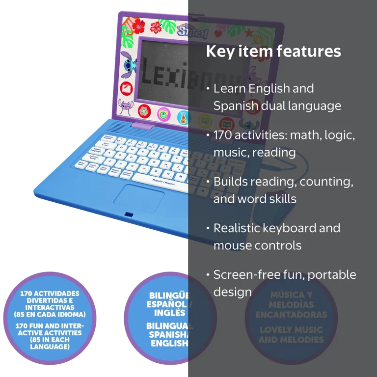 Lexibook, Disney Stitch, Bilingual and Educational Laptop ENGLISH