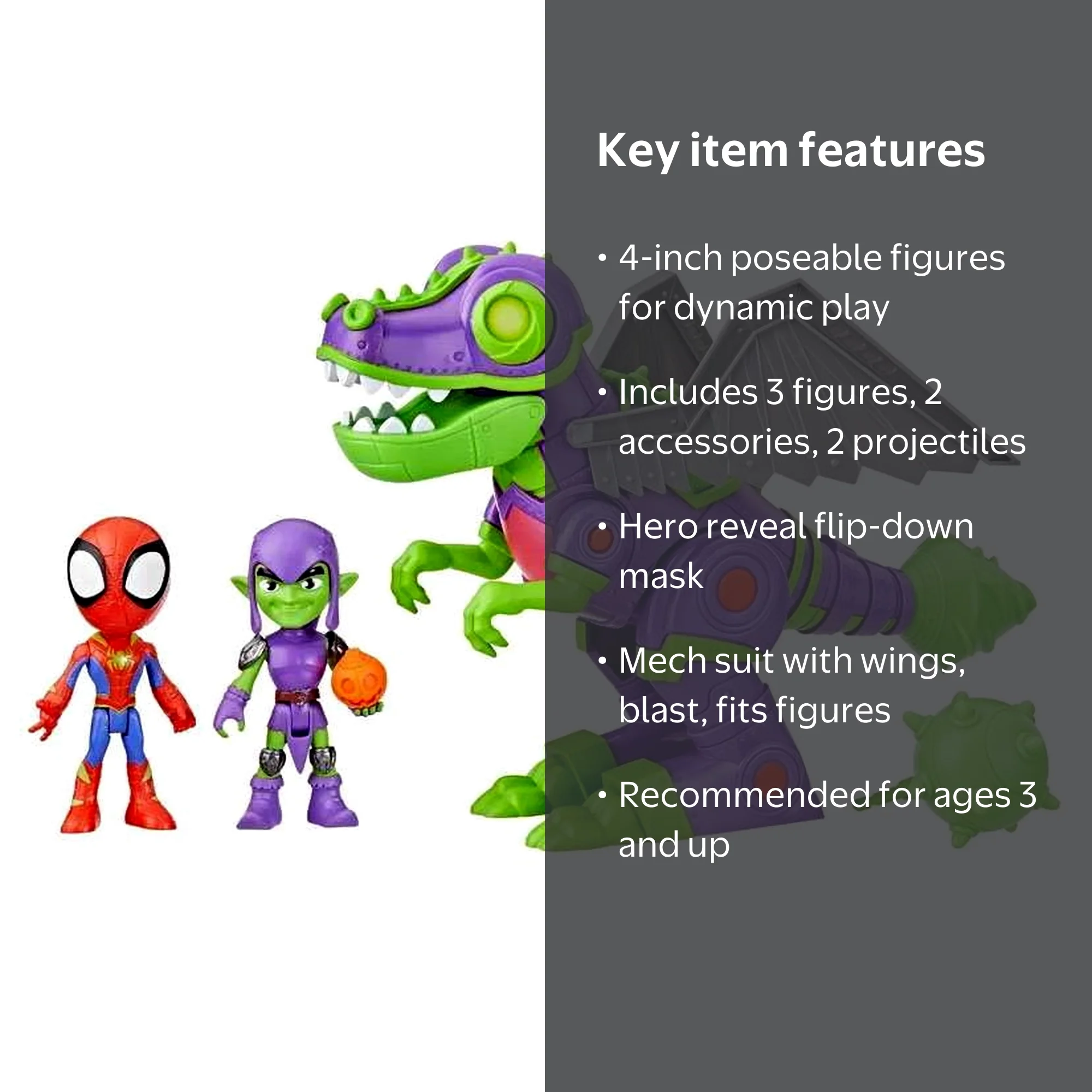 Marvel Dino-Webs Goblinsaurus Mech Pack Acton Figure Set (Spider