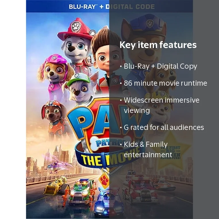 PAW Patrol: The Movie - Blu-Ray + Digital Copy for Kids & Family