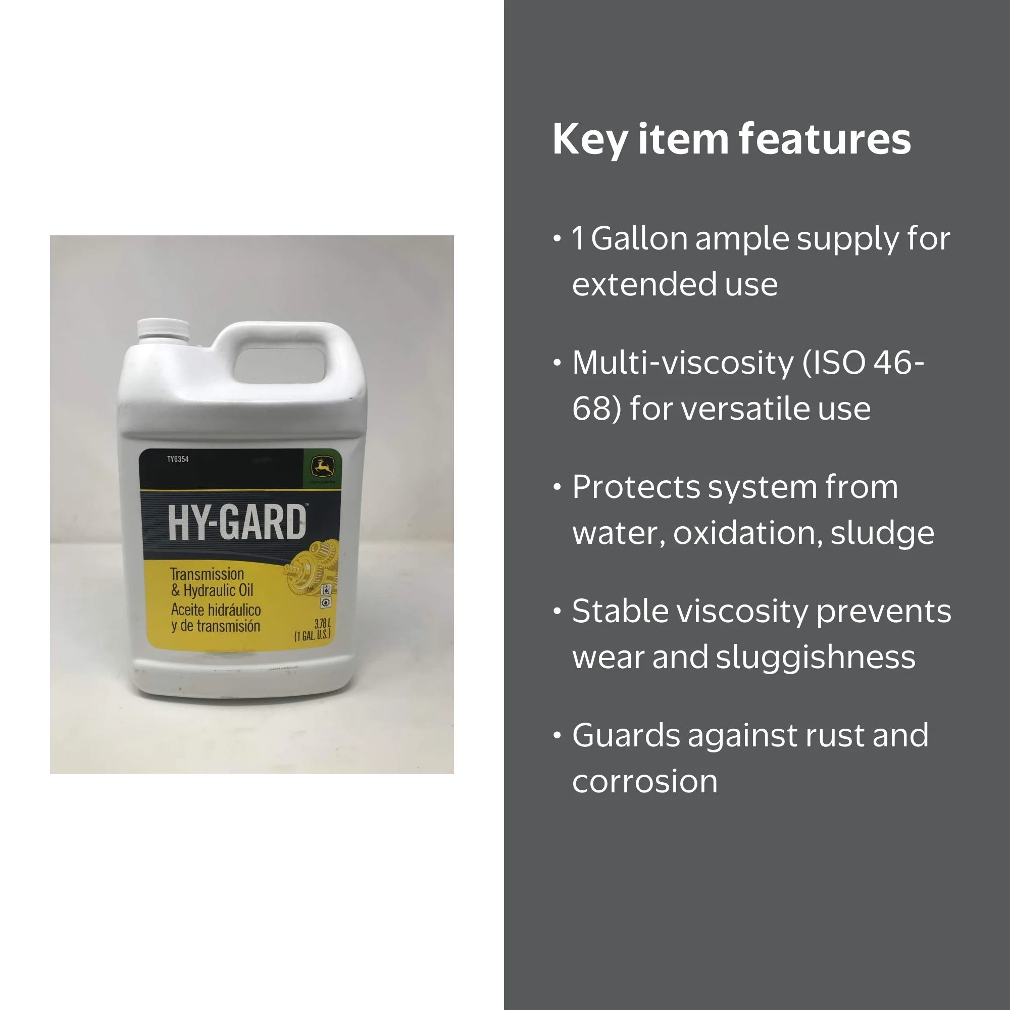 John Deere Original Equipment Gallon-Sized Hy-Gard Oil - TY6354 (1