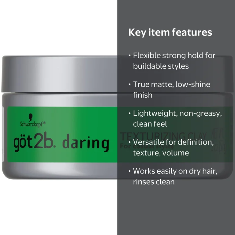Got2b Daring Texturizing Clay 2oz - Matte Hair Finish - Walmart.com