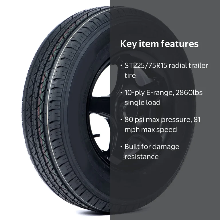 Travelstar, Radial Trailer Tire, ST225/75R15 10 Ply, Load Range E