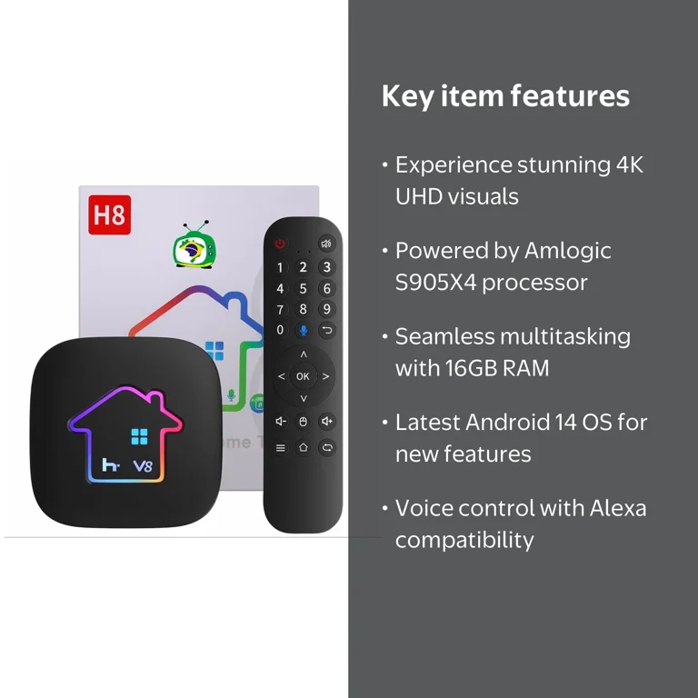 2026 H9 Brazil TV Box – New Version – Voice Remote Control