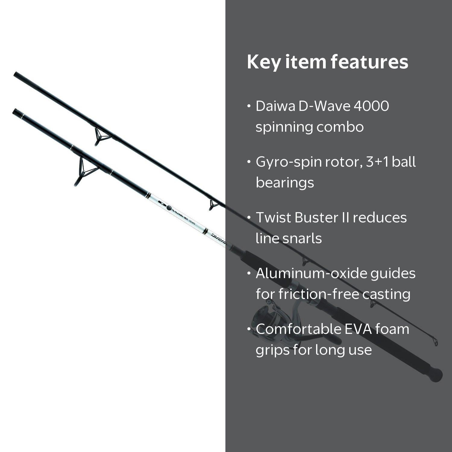 Daiwa D-Wave Spinning Combo, 4000 Reel, 8' Medium Action 2-Piece