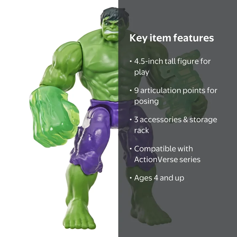 Marvel Avengers ActionVerse Hulk Action Figure & Accessories, 4.5