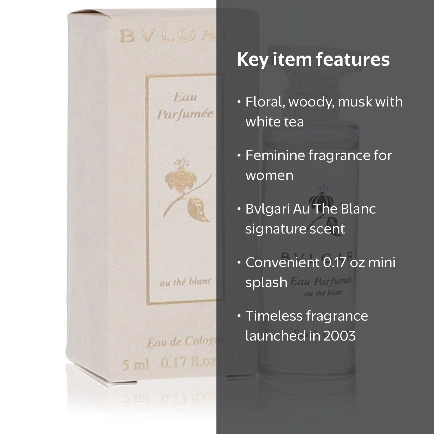 Bvlgari Au The Blanc, Floral Amber Musk, 0.17 oz EDC Splash Mini