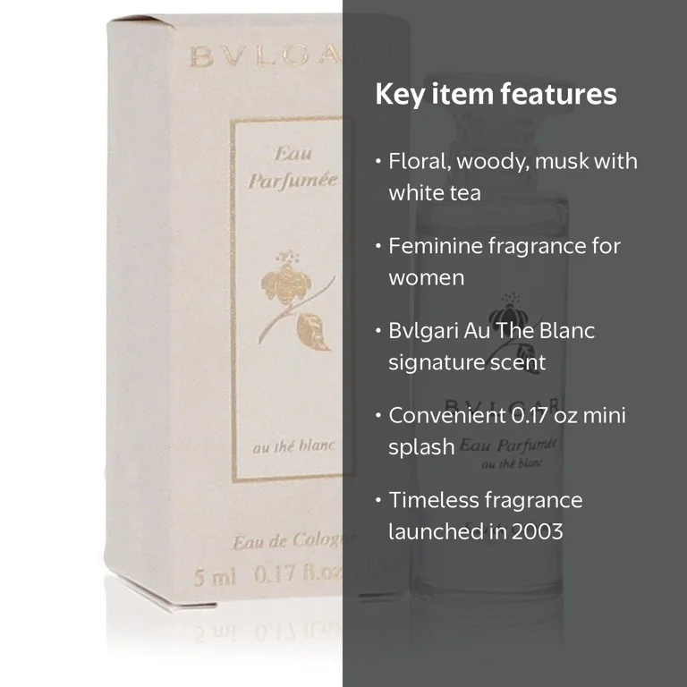 Bvlgari Au The Blanc, Floral Amber Musk, 0.17 oz EDC Splash Mini