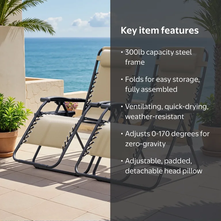 Lacoo Zero Gravity Chair Patio Outdoor Foldable Lawn Lounge Chair