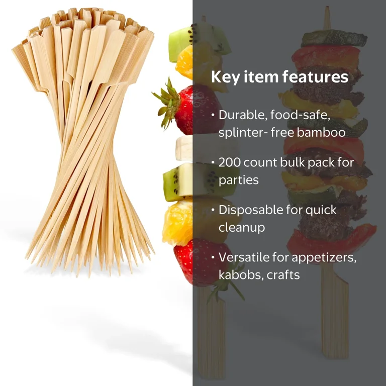 Stock Your Home, Bamboo Skewers for Appetizers, 7 inch, 200 pack
