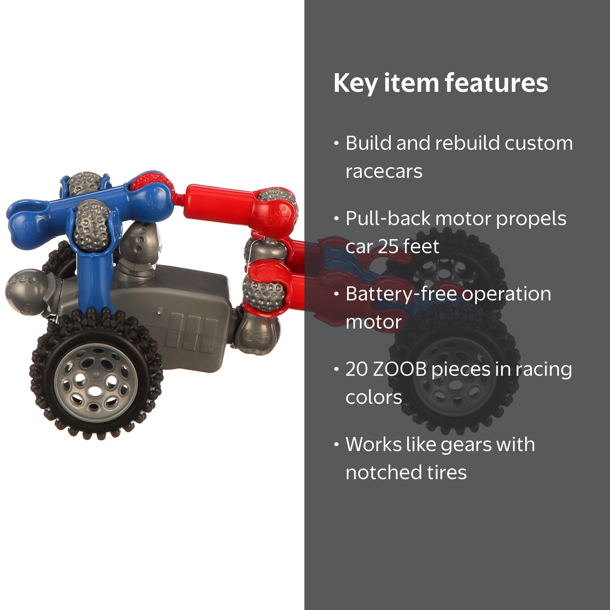 ZOOB Mobile Fastback Drag Racers Toy Vehicles with Pullback Motor