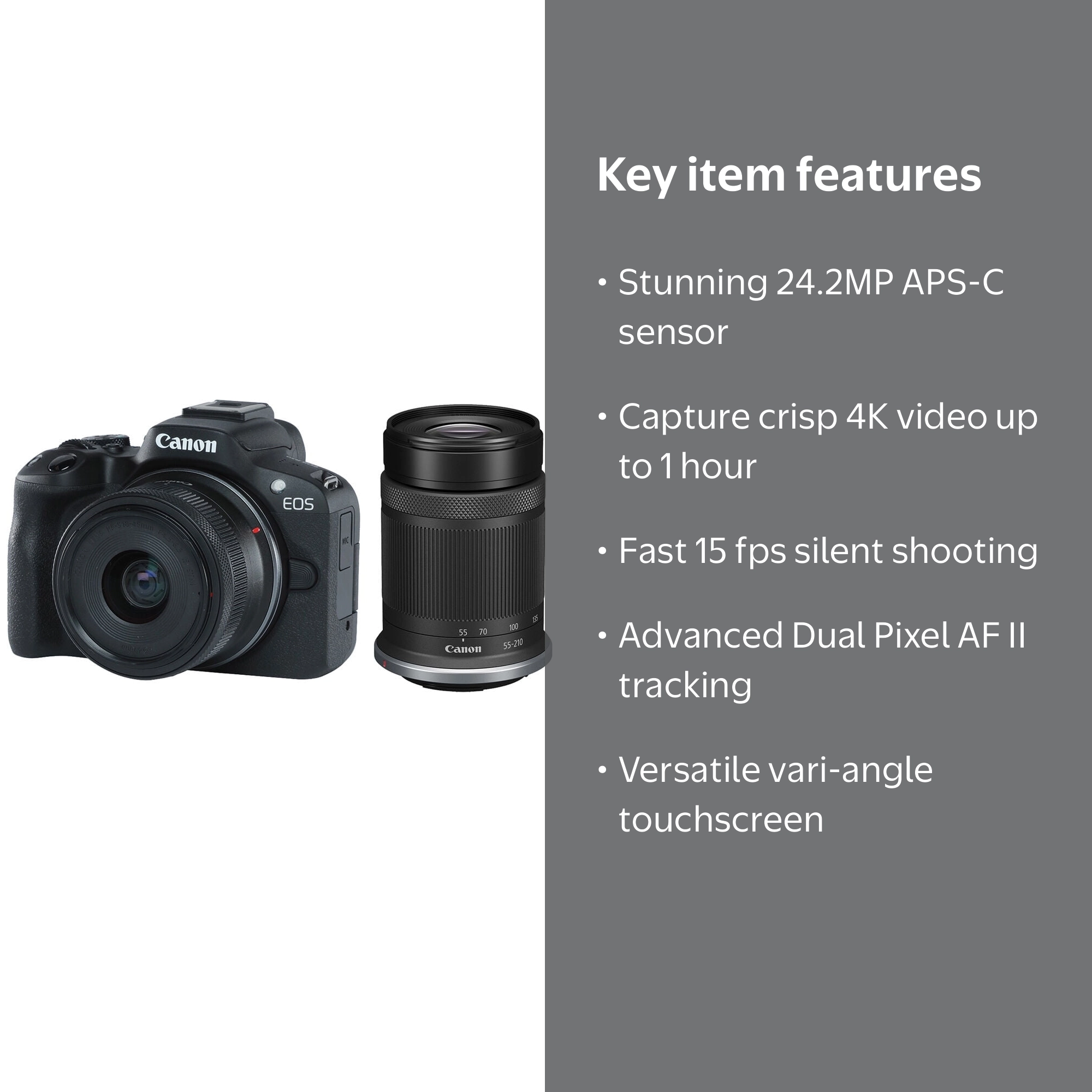 Canon EOS R50 Mirrorless Camera Bundle with 18-45mm and 55-210mm