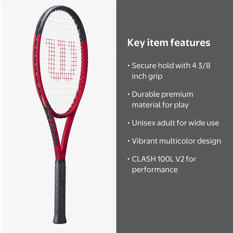 Wilson Clash v2.0 100L Tennis Racquet, Ideal for Beginner Adults